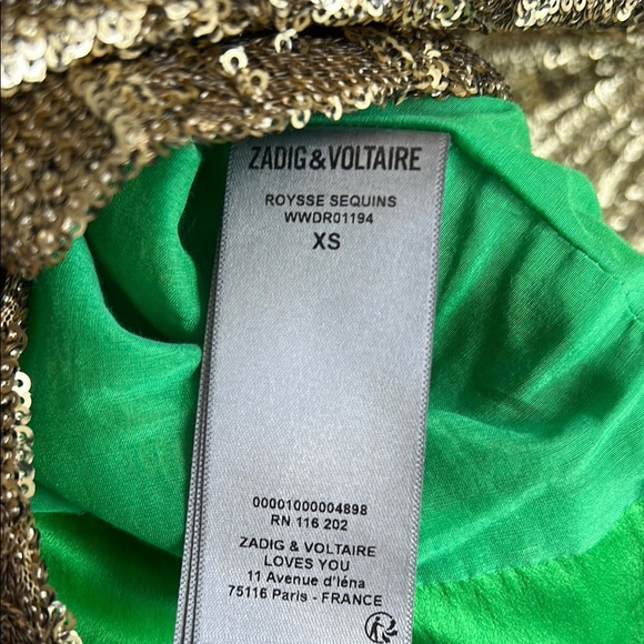 ZADIG & VOLTAIRE Gold Roysee Sequin Mini Dress | XS - Picture 10 of 11
